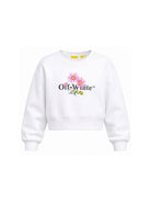 Felpa per bambina Off-White Kids bianca con stampa grafica floreale sul davanti 44GBA013S26F001 100 OFF WHITE KIDS 