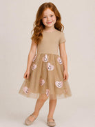 Abito per bambina Molo Kids beige con gonna in tulle con applicazioni 2W26E101 5732 MOLO KIDS 