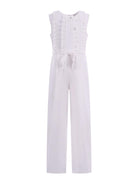 Abito modello tuta per bambina Monnalisa bianca con ruches e cintura 71G200 7124 0001 MONNALISA KIDS 