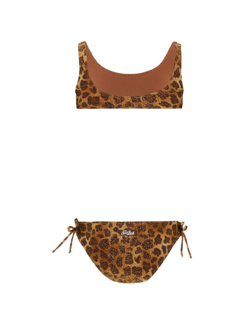 Bikini per bambina MC2 Saint Barth Kids marrone con stampa animalier TAF0001 00520L MC2 ST. BARTH KIDS 