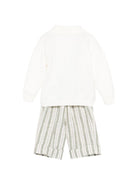 Set cardigan con salopette per neonato Colorichiari bianco a righe (3 pezzi) MN408410 4878 35 COLORICHIARI KIDS 