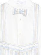 Set cardigan e salopette per neonato Colorichiari azzurro a righe con fiocco (4 pezzi) MN408415 4885a 53 COLORICHIARI KIDS 
