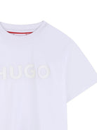 T-shirt per bambino Hugo Kids bianca con dettaglio logo sul davanti G01014 10P Hugo KIDS 