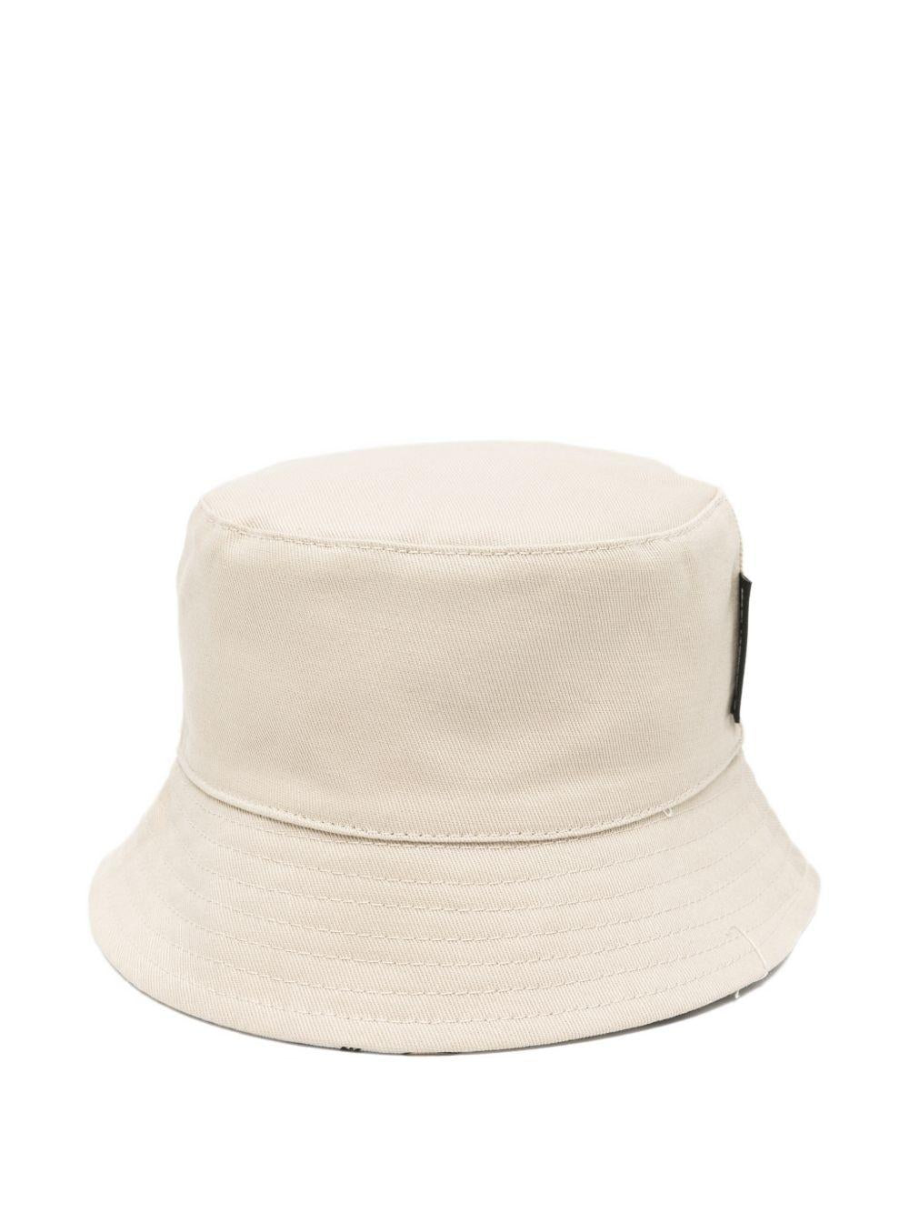 Cappello da pescatore per bambino Karl Lagerfeld Kids beige reversibile con toppa e logo Z31206 211 KARL LAGERFELD KIDS 