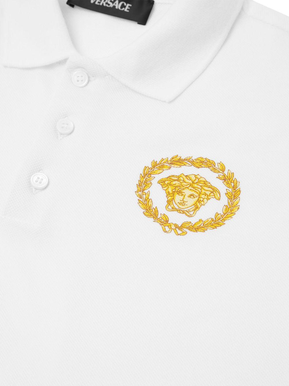Polo per bambino Versace Kids bianca con motivo con testa di Medusa 10182801A16933 2W110 VERSACE KIDS 