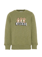 Felpa da bambino Moschino Kids verde con stampèa orsetti HVF08VLCA88 30037 MOSCHINO KIDS 