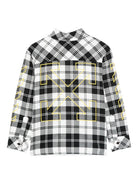 Camicia per bambino Off-White Kids bianco e nero con motivo a quadri OBGA001F25FAB001 1018 OFF WHITE KIDS 