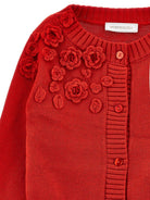 Cardigan per bambina Monnalisa Kids rosso con fiori ricamati all'uncinetto 17H802 8062 0043 MONNALISA KIDS 