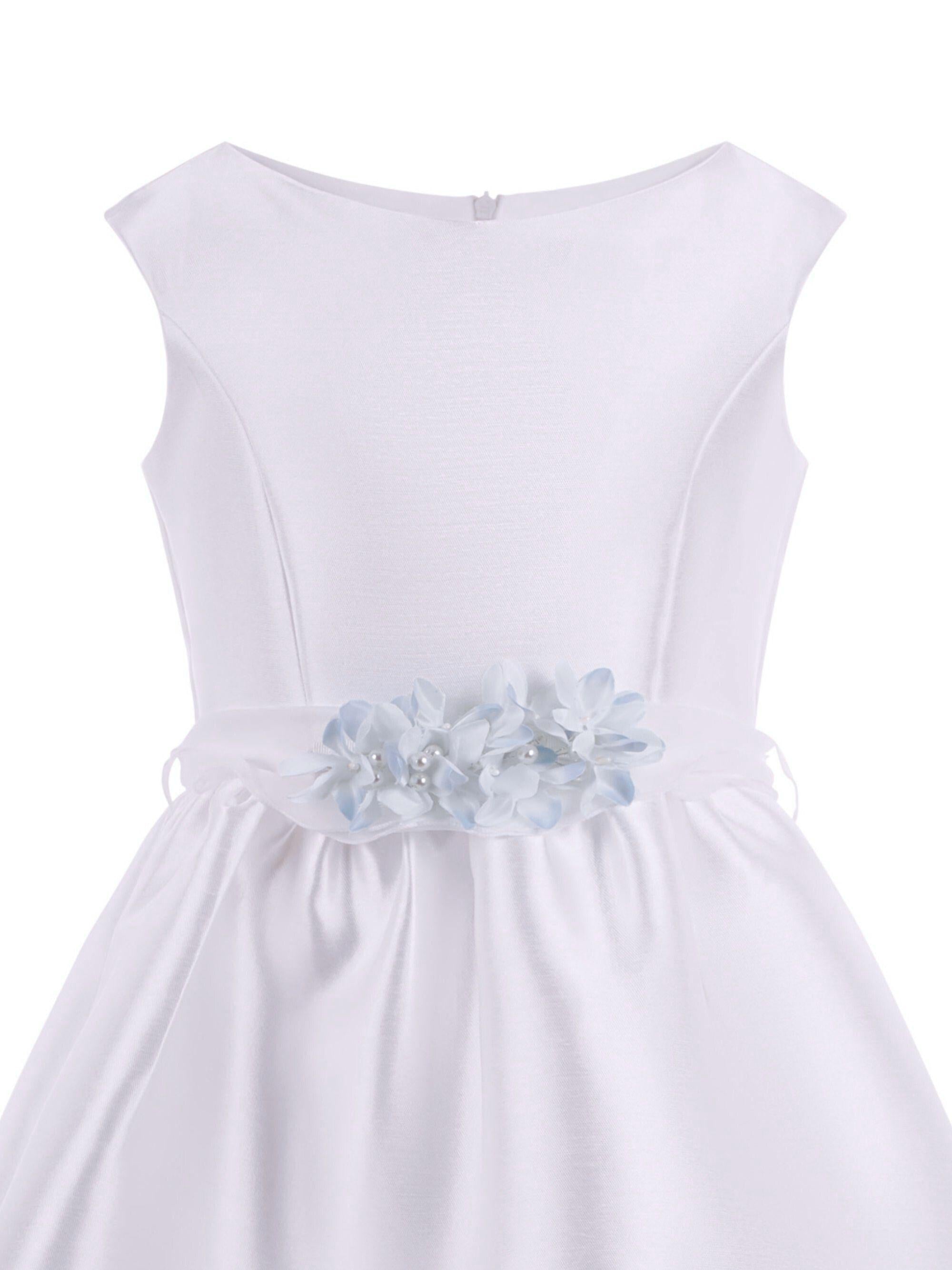 Abito per bambina Monnalisa bianco con applicazione a fiori 71G912 7304 0158 MONNALISA KIDS 