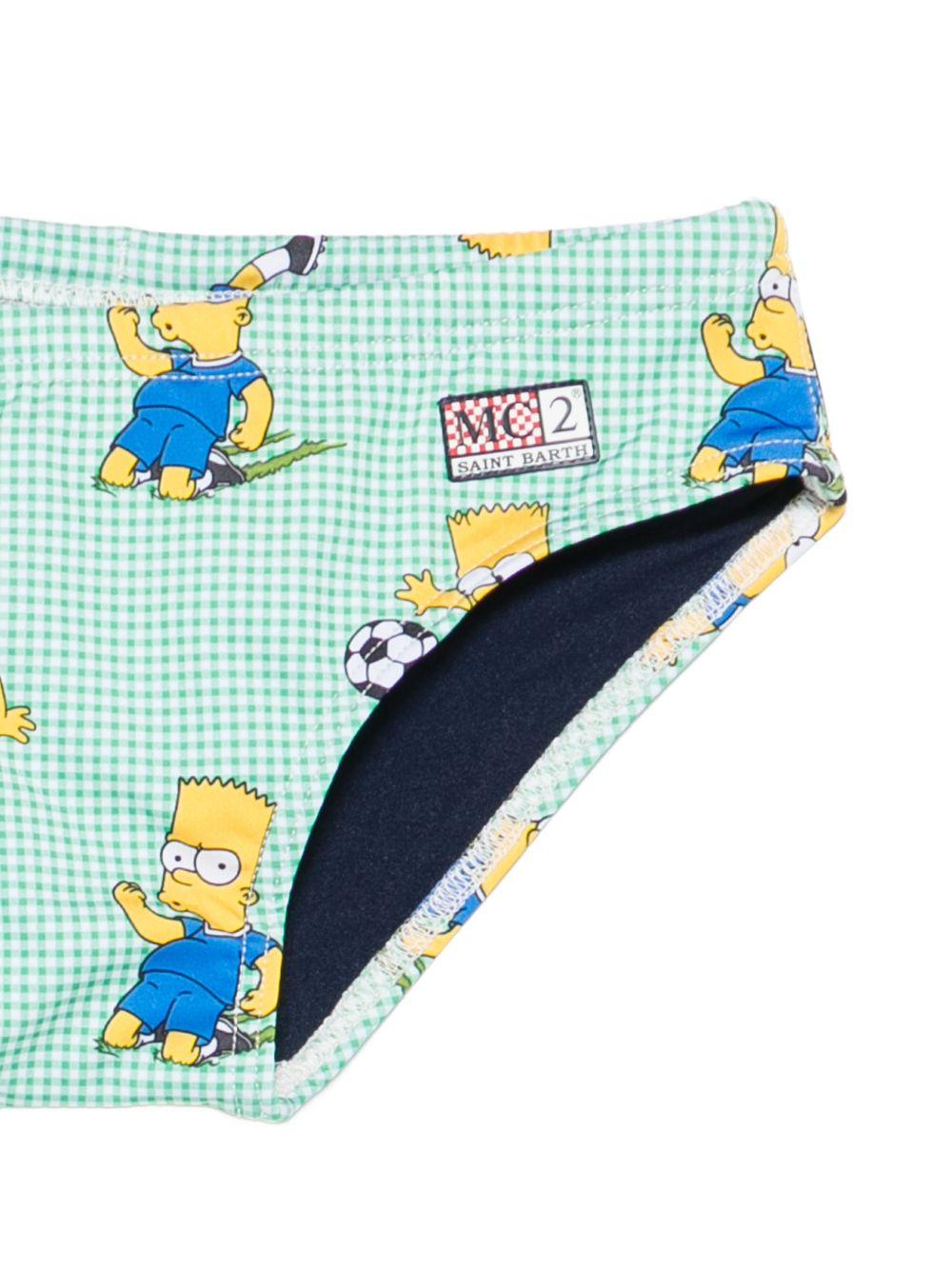 Slip da bagno per bambibno MC2 Saint Barth Kids verde con motivo a quadretti BIL0001 03641L MC2 ST. BARTH KIDS 