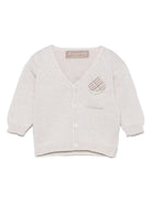 Cardigan per neonata La Stupenderia beige in cotone con tasca applicata sul petto SCCR71825 Z11 LA STUPENDERIA KIDS 