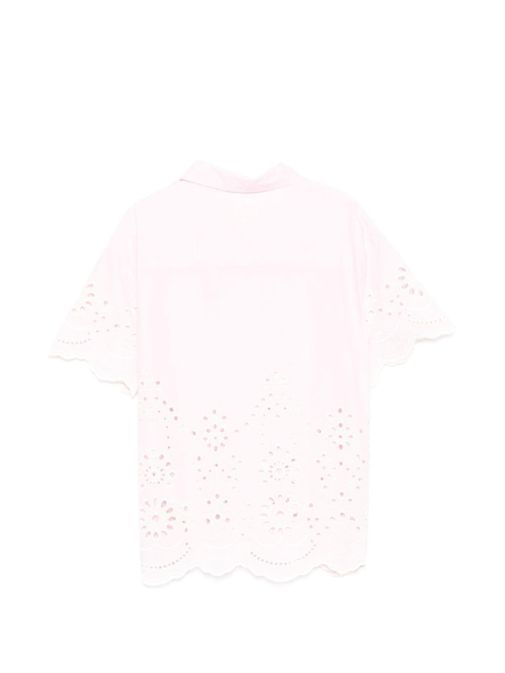 Camicia per bambina MC2 Saint Barth Kids rosa con ricami in pizzo sangallo CEM0002 03034L MC2 ST. BARTH KIDS 