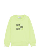 Felpa per bambini Moschino Kids verde con logo sul davanti HRF078LCA32 30355 MOSCHINO KIDS 