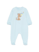 Pigiama per neonato Moschino Kids azzurro con stampa grafica Teddy bear MUT04RLCA19 40304 MOSCHINO KIDS 