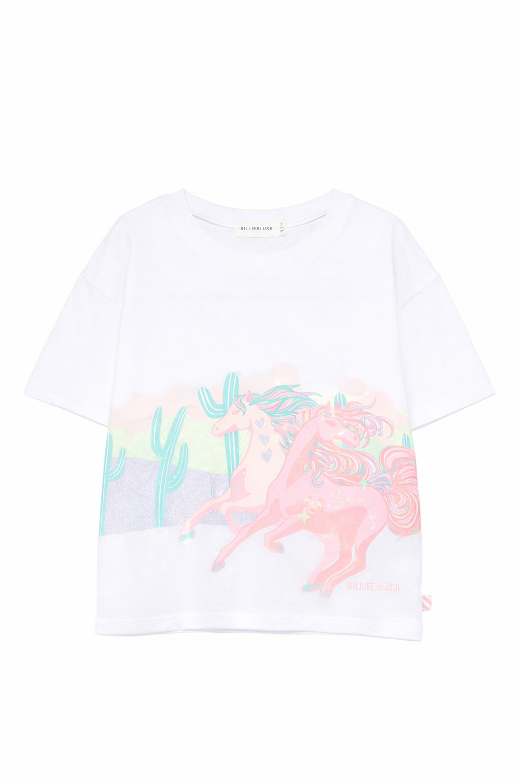 T-shirt per bambina Billieblush bianca con stampa grafica U21962 10P BILLIEBLUSH 