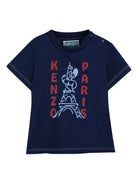 T-shirt per neonato Kenzo Kids blu con dettaglio stampa K61714 84N KENZO KIDS 