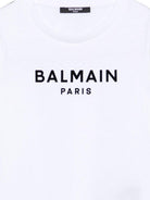 T-shirt per bambino Balmain Kids bianca con dettaglio logo sul davanti BZ8I20 Z3672 100NE BALMAIN KIDS 