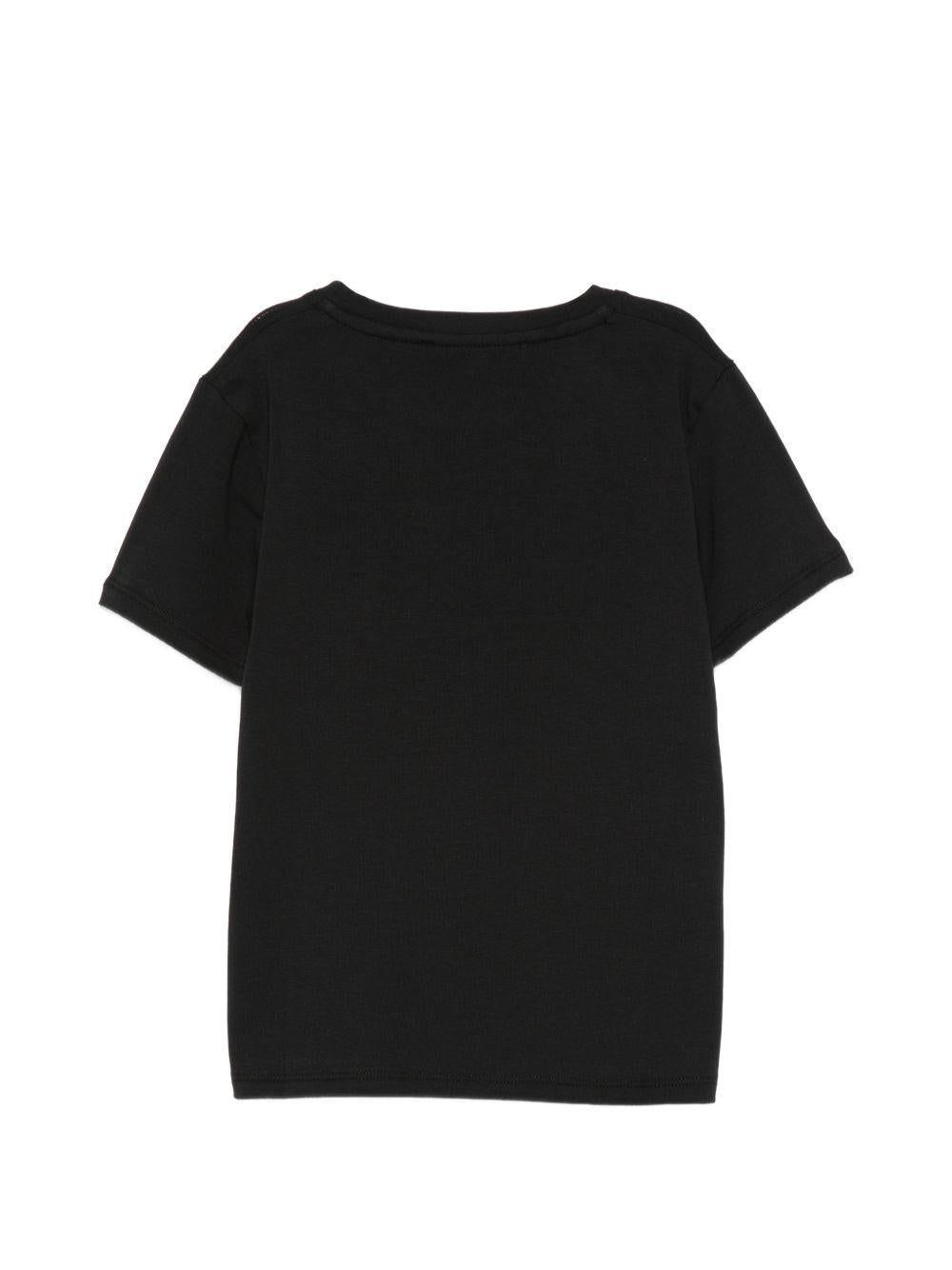 T-shirt per bambina Roberto Cavalli Kids nera con monogramma con glitter CGP26014TS BLACK ROBERTO CAVALLI KIDS 
