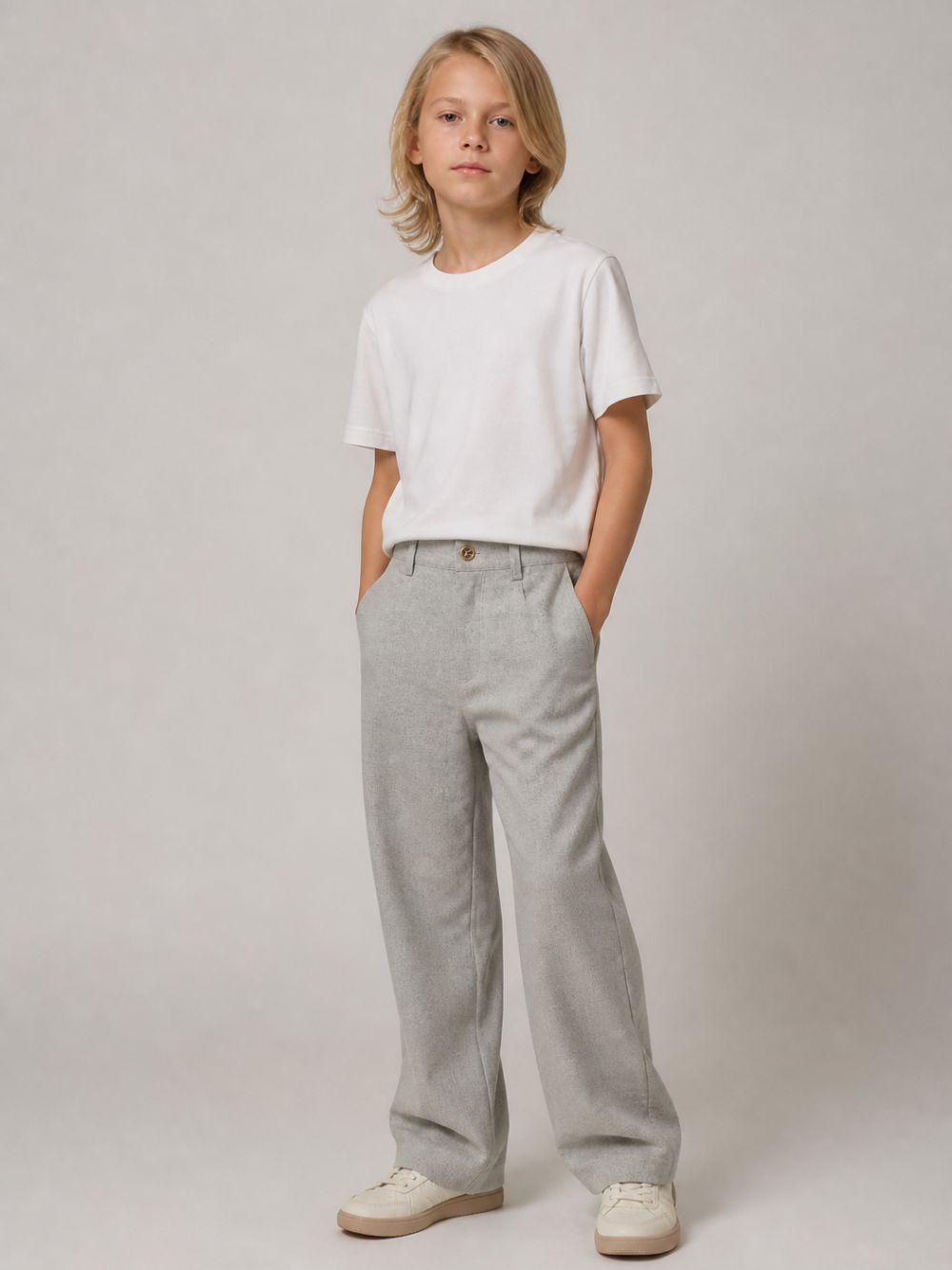 Pantaloni per bambino Balmain Kids grigi con motivo mélange BZ6H80 I0341 806OR BALMAIN KIDS 