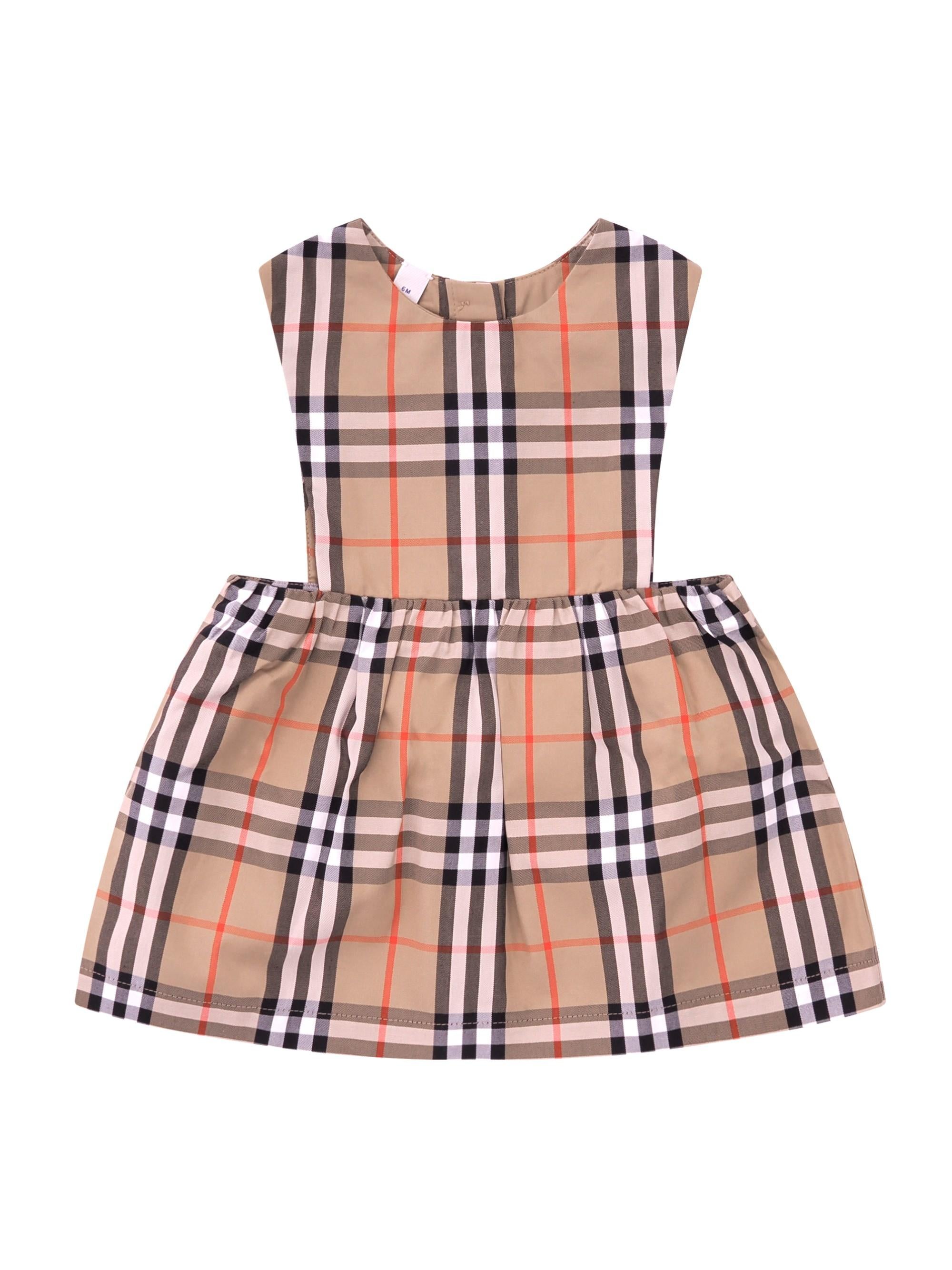 Set abito e body per neonata Burberry Kids beige con motivo a quadri 8117967 B9368 BURBERRY KIDS 