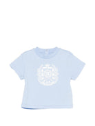 T-shirt da neonato Balmain Kids azzurrro con stampa grafica sul davanti BY8541 Z3672 652BC BALMAIN KIDS 