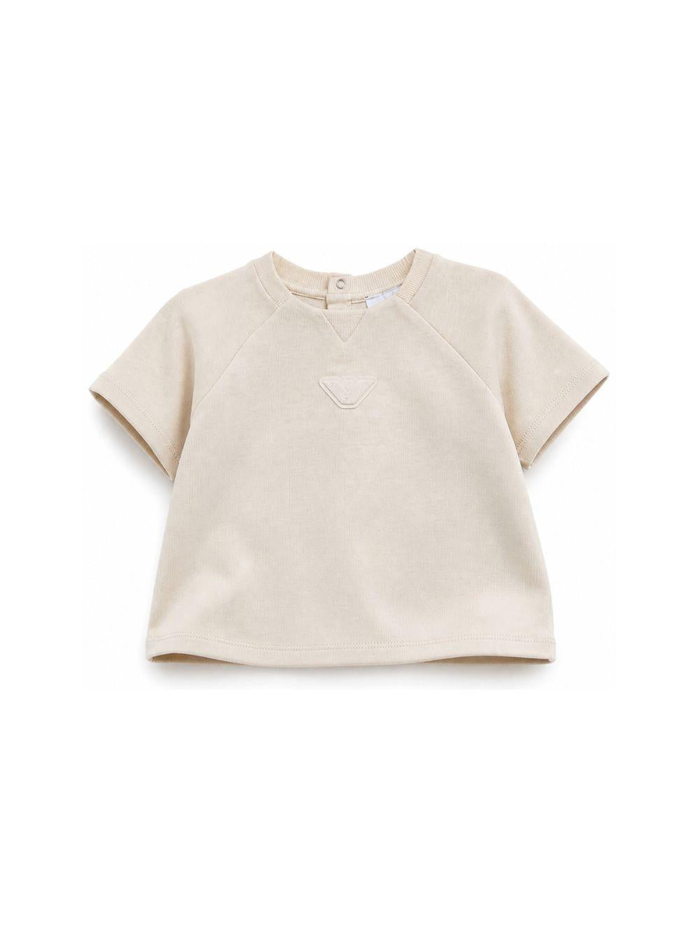 T-shirt per neonato Emporio Armani Kids beige con logo Aquila sul davanti EB001070 AF13715 U1156 EMPORIO ARMANI KIDS 