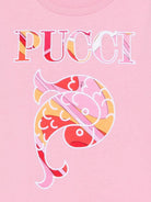 T-shirt per bambina Emilio Pucci Junior rosa con stampa grafica PY8A01 Z3672 552AR EMILIO PUCCI KIDS 