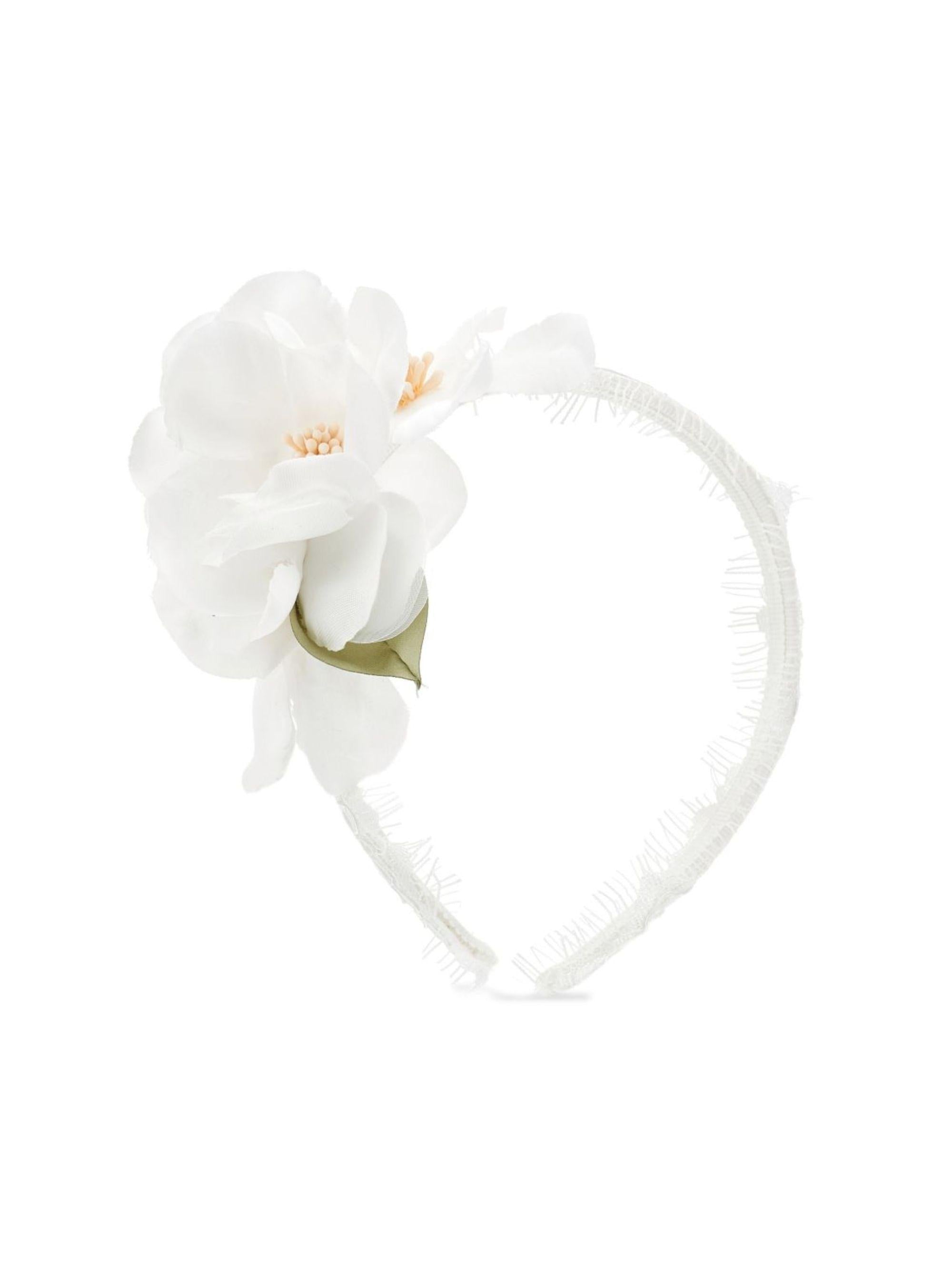 Cerchietto per capelli per bambina Monnalisa bianco con applicazione floreale 79G005 7740 0001 MONNALISA 