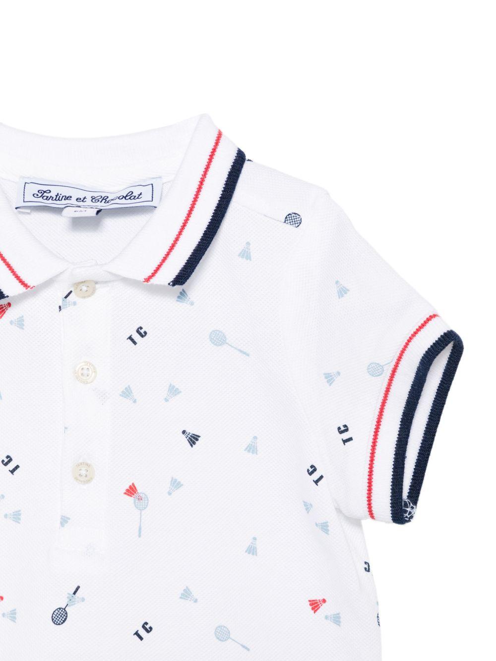 T-shirt per neonato Tartine Et Chocolat bianca con colletto stile polo CC11051 01 TArtine & Chocolat KIDS 