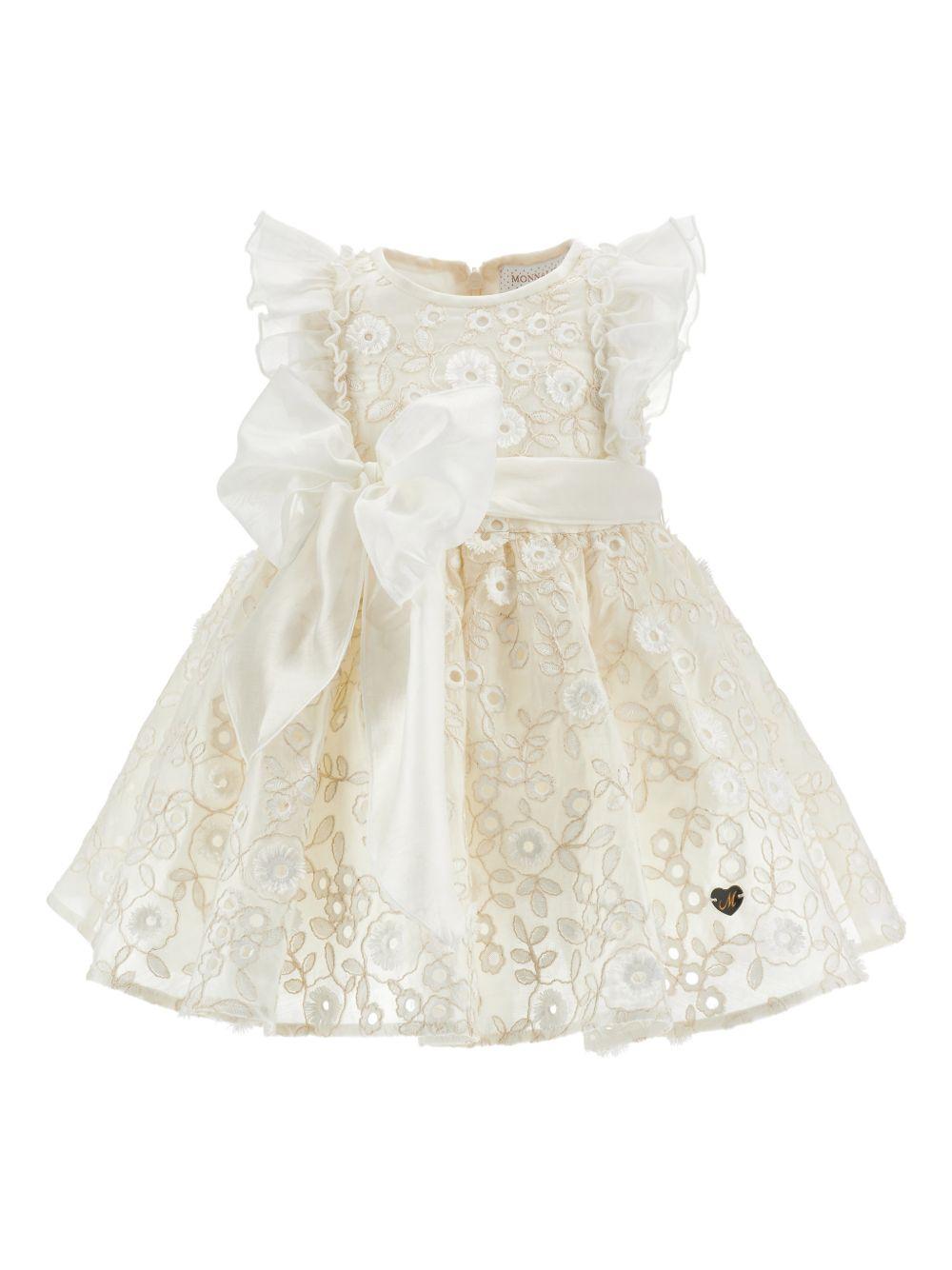 Abito per neonata Monnalisa bianco con dettaglio fiocco sul davanti 73G901 7943 0002 MONNALISA KIDS 