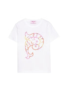 T-shirt per bambina Emilio Pucci Junior bianca con stampa grafica PY8B21 Z3672 100AR EMILIO PUCCI KIDS 