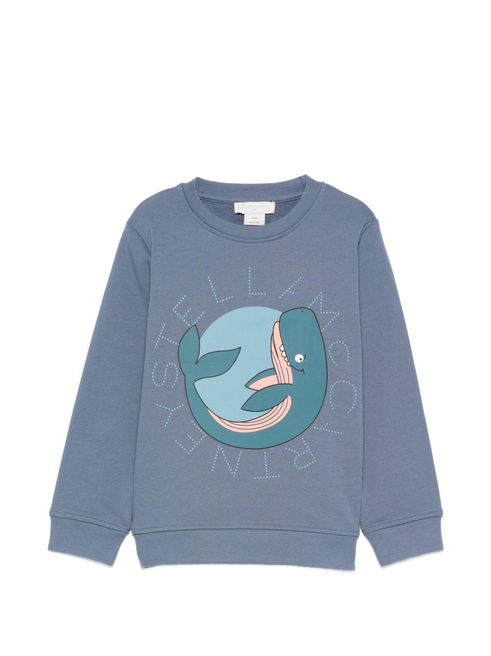 Felpa per bambino Stella McCartney Kids blu con stampa grafica balena TY4Q00 Z3409 61B STELLA McCARTNEY KIDS 