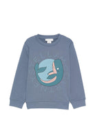 Felpa per bambino Stella McCartney Kids blu con stampa grafica balena TY4Q00 Z3409 61B STELLA McCARTNEY KIDS 