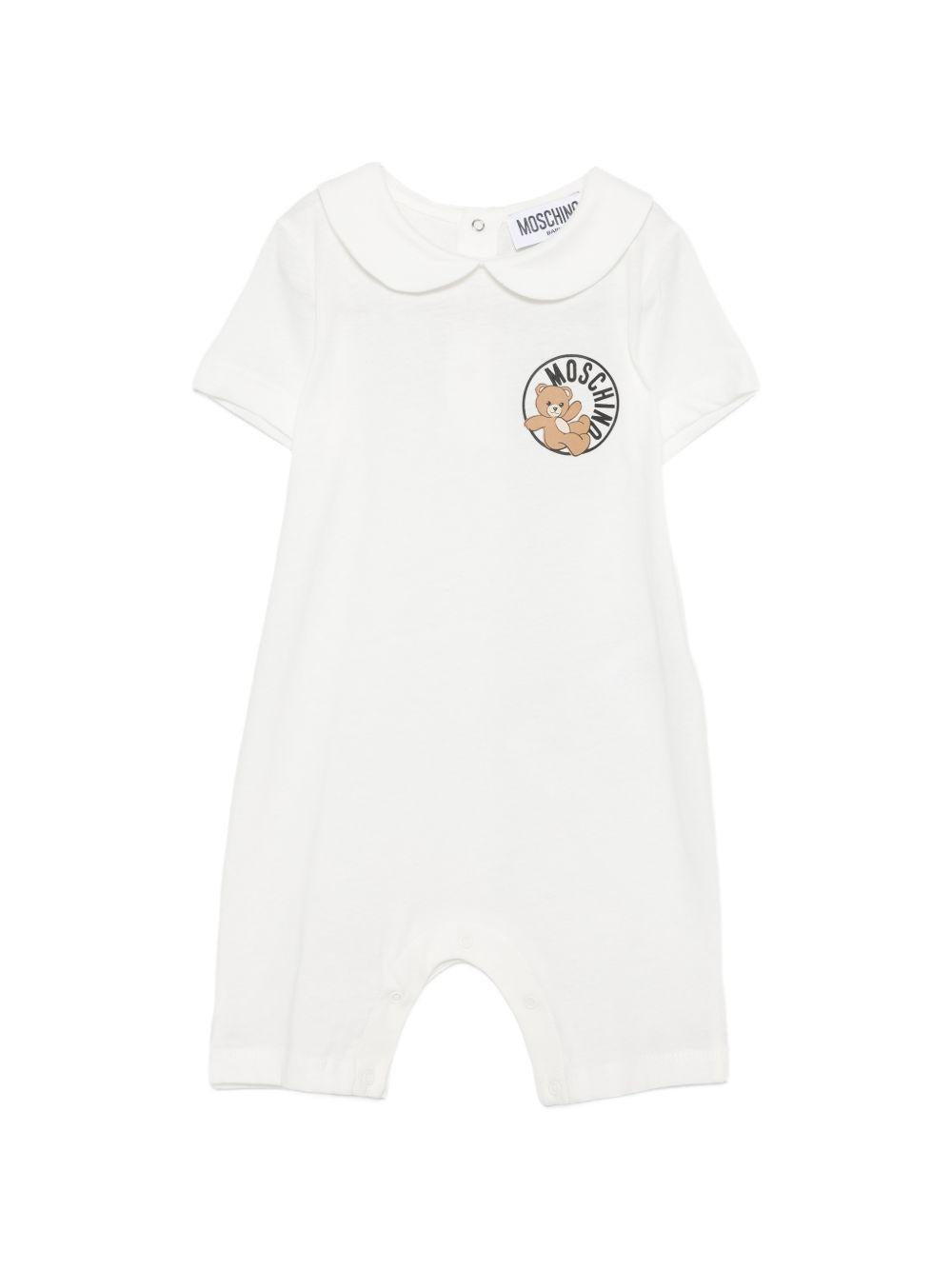 Tutina per neonati Moschino Kids bianca con colletto alla Peter Pan MMY03YLAA03 10063 MOSCHINO KIDS 