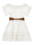 Abito per bambina Monnalisa bianco con rifinitura a ruches 41G909 7105 0001 MONNALISA KIDS 