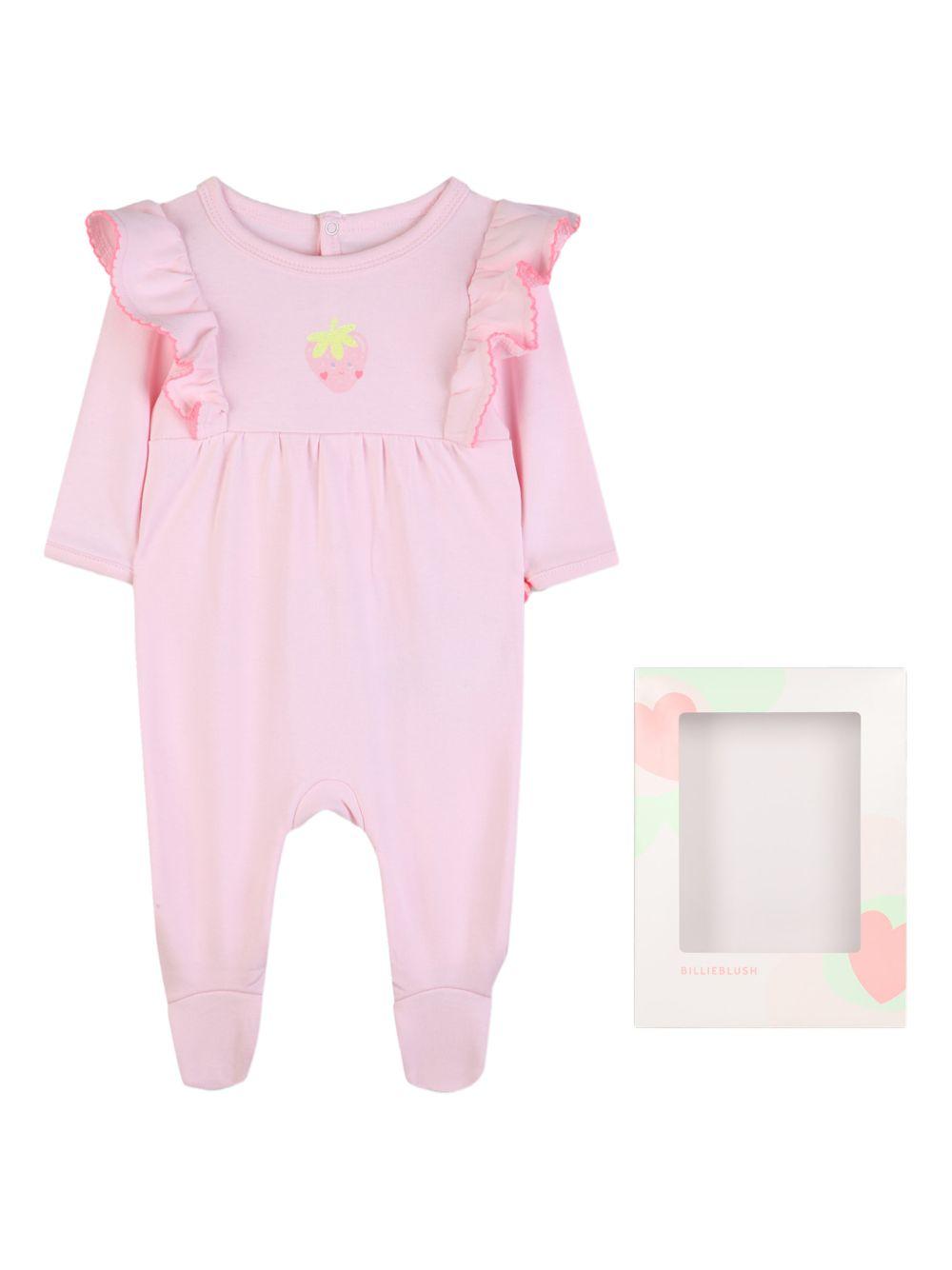 Tutina per neonata Billieblush rosa con ricamo fragola sul davanti U21811 44L BILLIEBLUSH KIDS 