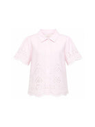 Camicia per bambina MC2 Saint Barth Kids rosa con ricami in pizzo sangallo CEM0002 03034L MC2 ST. BARTH KIDS 