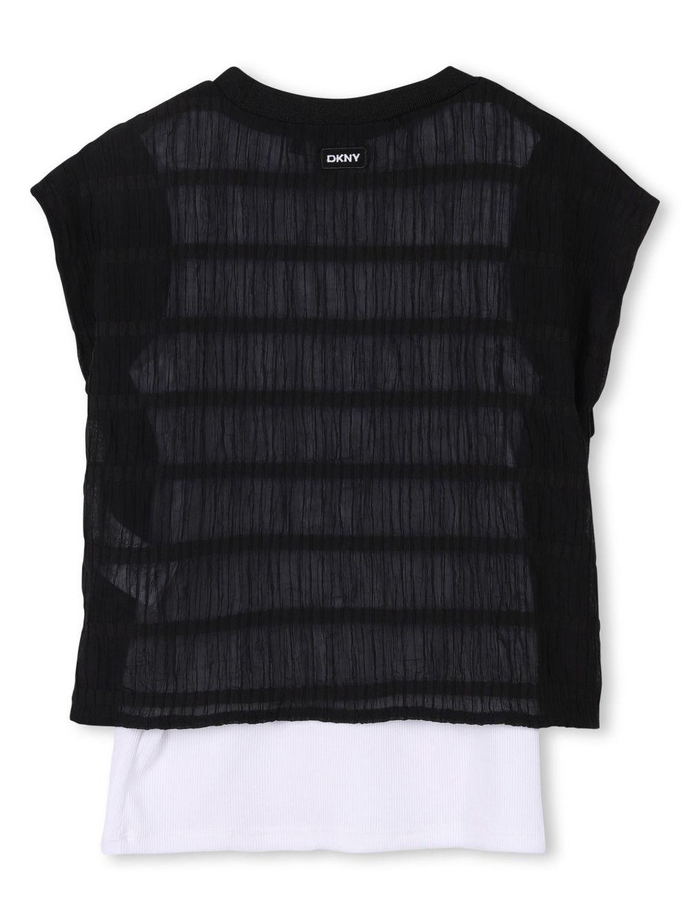 Set due t-shirt per bambina Dkny Kids nero con stampa con logo sul davanti D62313 09B DKNY 