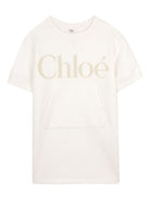 Abito per bambina Chloé Kids beige con logo sul davanti C21230 117 CHLOE' KIDS 