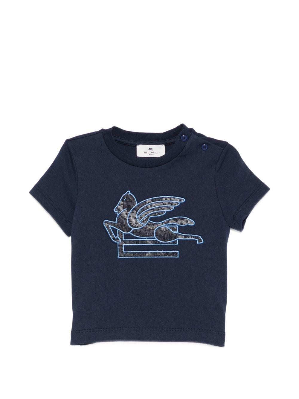 T-shirt per neonato Etro Kids blu con ricamo Pegaso GY8531 Z3672 617 ETRO KIDS 