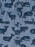Camicia per neonato Stella McCartney Kids in denim con stampa balene TY5511 Z3621 606BL STELLA McCARTNEY KIDS 