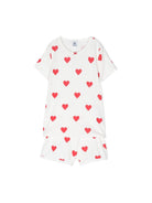 Pigiama Court per bambina Petit Bateau bianca con stampa cuori all-over A00KG 03 PETIT BATEAU KIDS 