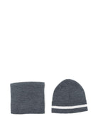 Sciarpa e berretto per neonato Emporio Armani Kids grigio con logo intarsiato EB001679 AF27314 O8035 EMPORIO ARMANI KIDS 