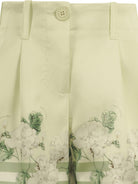 Shorts per bambina Monnalisa verde chiaro con stampa grafica a fiori 71G405 7651 0020 MONNALISA KIDS 