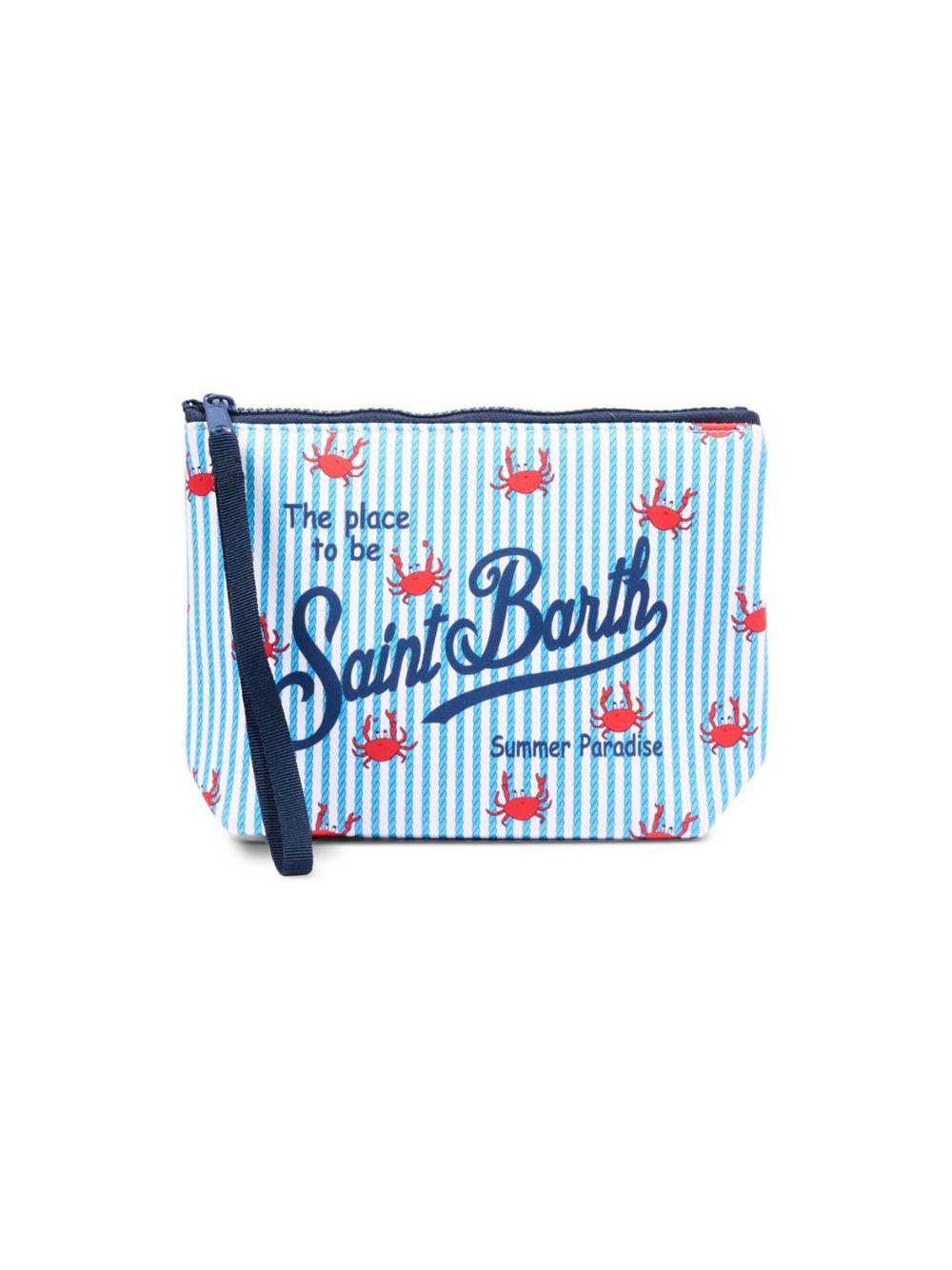 Pochette Aline MC2 Saint Barth bianca e azzurra con stampa granchio ALIN001 00762L MC2 ST. BARTH KIDS 