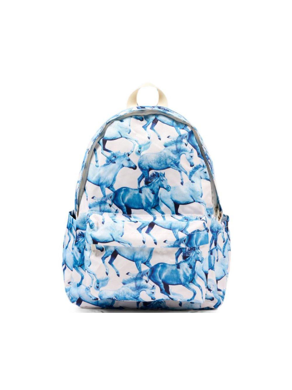 Zaino per bambini Molo Kids azzurro con stampa grafica cavalli all-over 7W26V203 5740 MOLO KIDS 