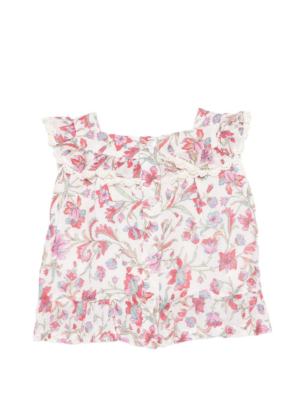 Top per neonata Louise Misha bianco con stampa a fiori all-over FRI-S26-B0071 CREAM LOUISE MISHA 