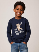 T-shirt per bambini Moschino Kids blu con motivo Teddy Bear HZO00JLAA20 40016 MOSCHINO KIDS 