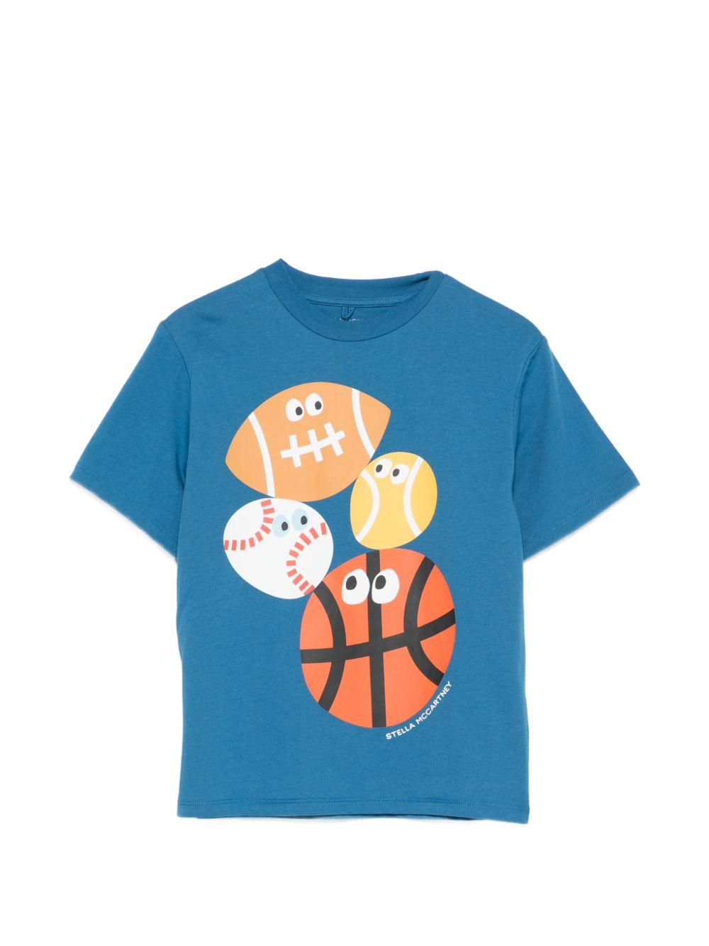 T-shirt per bambino Stella McCartney Kids blu con stampa grafica TY8Q81 Z0434 61D STELLA McCARTNEY KIDS 