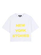 T-shirt per bambina Dkny Kids bianca con scritta sul davanti D62579 535 DKNY KIDS 